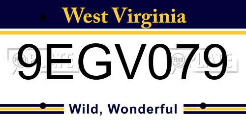 9EGV079 West Virginia License Plate