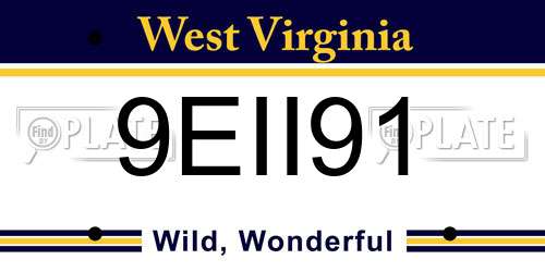 9EII91 West Virginia License Plate