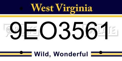 9EO3561 West Virginia License Plate