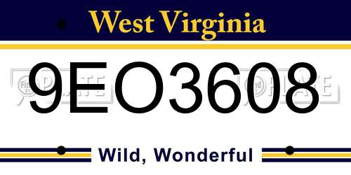 9EO3608 West Virginia License Plate