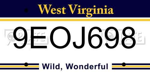 9EOJ698 West Virginia License Plate