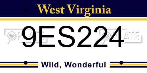 9ES224 West Virginia License Plate