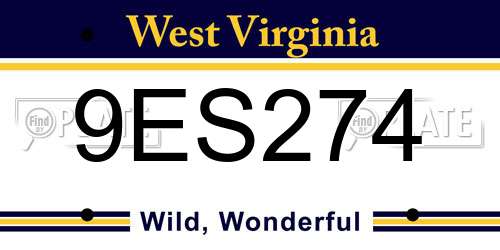9ES274 West Virginia License Plate