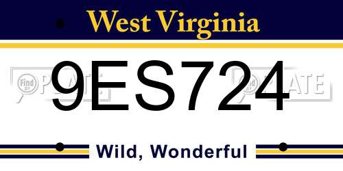 9ES724 West Virginia License Plate