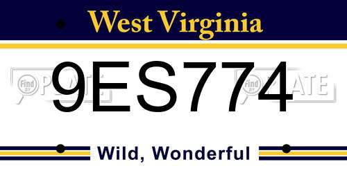 9ES774 West Virginia License Plate