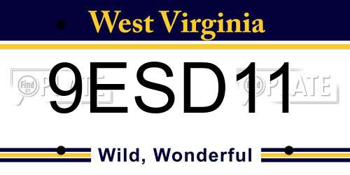 9ESD11 West Virginia License Plate