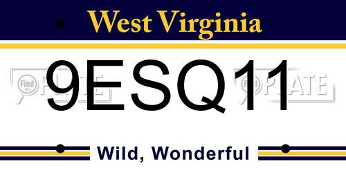 9ESQ11 West Virginia License Plate