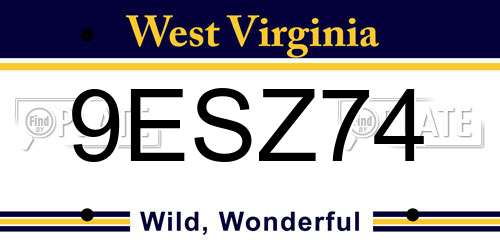 9ESZ74 West Virginia License Plate