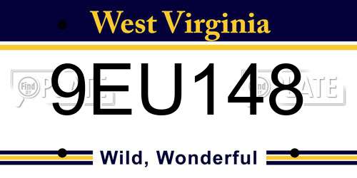 9EU148 West Virginia License Plate