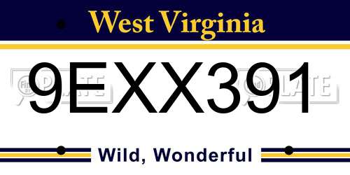 9EXX391 West Virginia License Plate