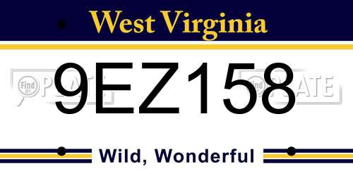 9EZ158 West Virginia License Plate