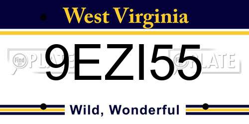 9EZI55 West Virginia License Plate