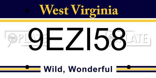 9EZI58 West Virginia License Plate