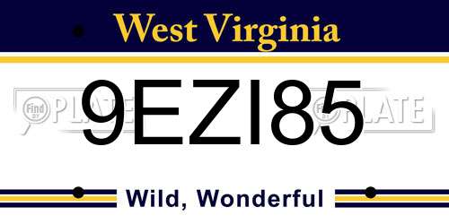 9EZI85 West Virginia License Plate