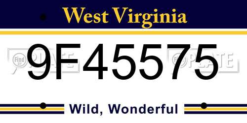 9F45575 West Virginia License Plate