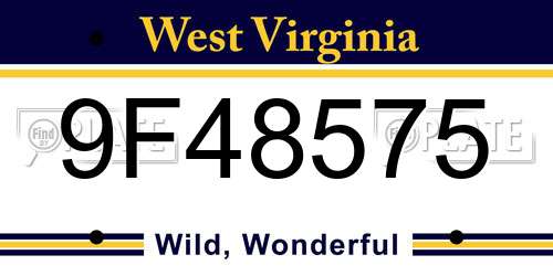 9F48575 West Virginia License Plate