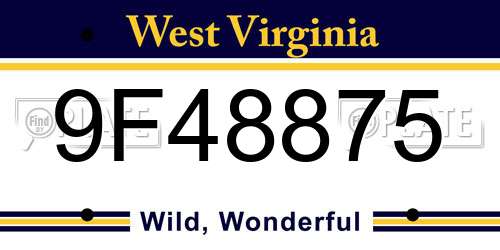 9F48875 West Virginia License Plate