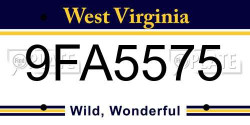 9FA5575 West Virginia License Plate