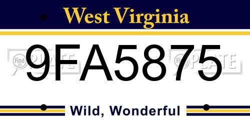 9FA5875 West Virginia License Plate