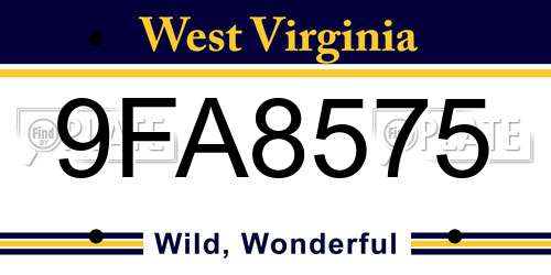 9FA8575 West Virginia License Plate