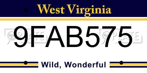 9FAB575 West Virginia License Plate
