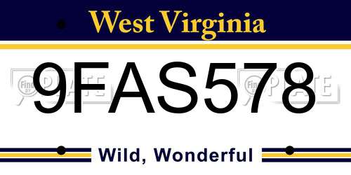 9FAS578 West Virginia License Plate