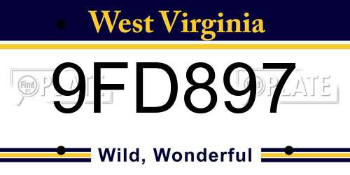 9FD897 West Virginia License Plate