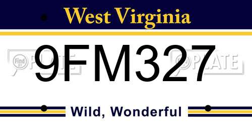 9FM327 West Virginia License Plate