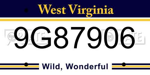9G87906 West Virginia License Plate