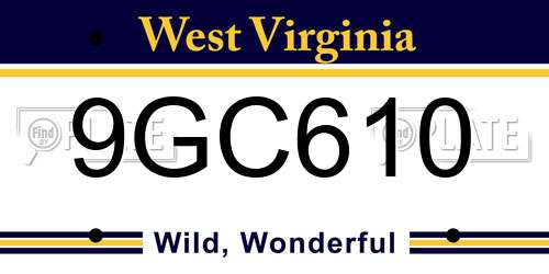 9GC610 West Virginia License Plate