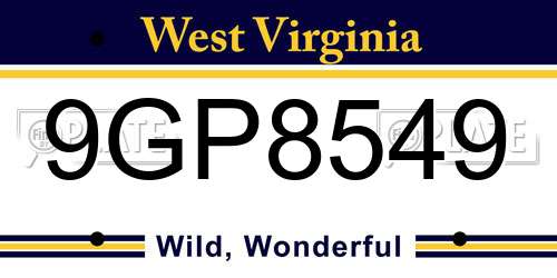 9GP8549 West Virginia License Plate