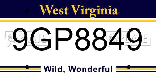 9GP8849 West Virginia License Plate
