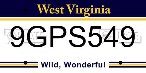 9GPS549 West Virginia License Plate