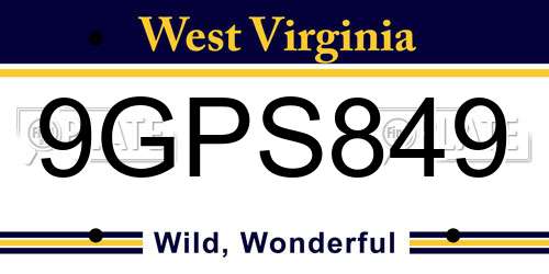 9GPS849 West Virginia License Plate