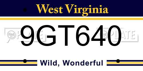9GT640 West Virginia License Plate