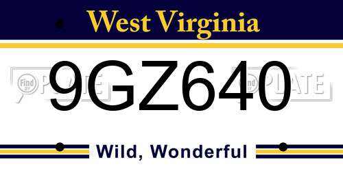 9GZ640 West Virginia License Plate