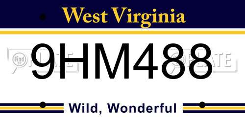 9HM488 West Virginia License Plate