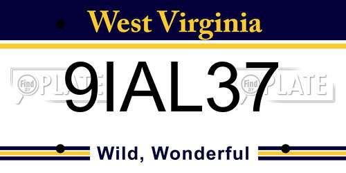 9IAL37 West Virginia License Plate