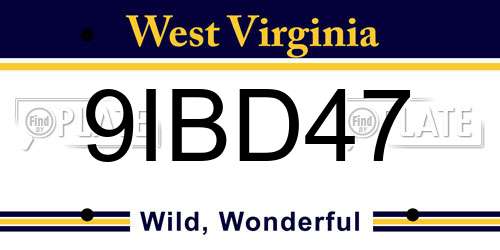 9IBD47 West Virginia License Plate