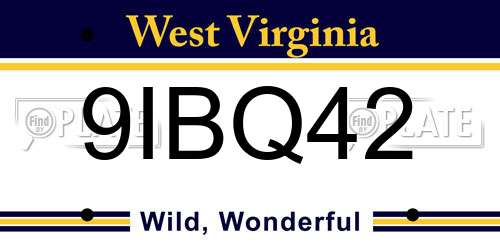 9IBQ42 West Virginia License Plate