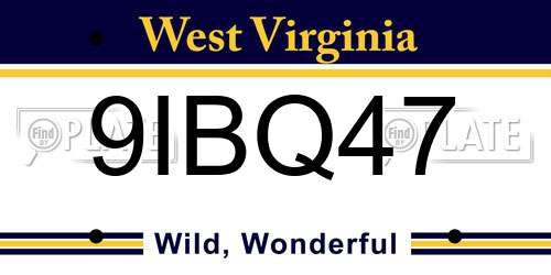 9IBQ47 West Virginia License Plate
