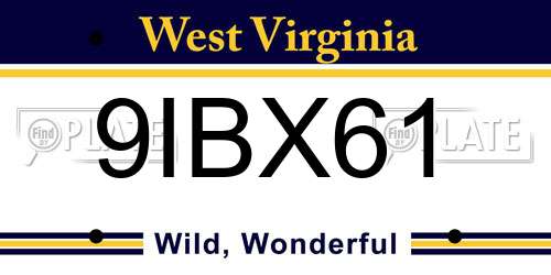 9IBX61 West Virginia License Plate