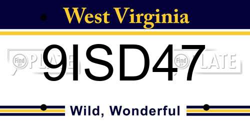 9ISD47 West Virginia License Plate
