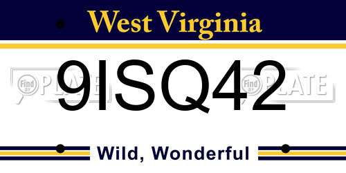 9ISQ42 West Virginia License Plate
