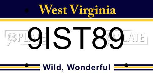 9IST89 West Virginia License Plate