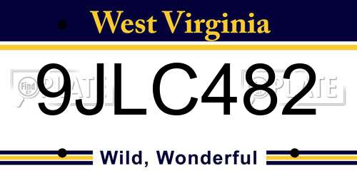 9JLC482 West Virginia License Plate