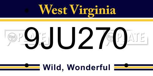 9JU270 West Virginia License Plate