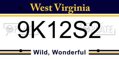 9K12S2 West Virginia License Plate