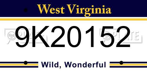 9K20152 West Virginia License Plate