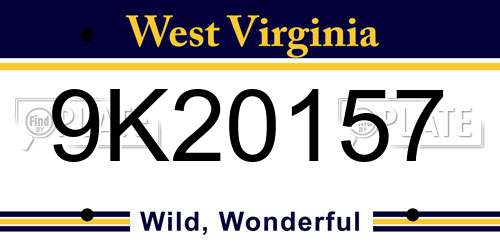 9K20157 West Virginia License Plate